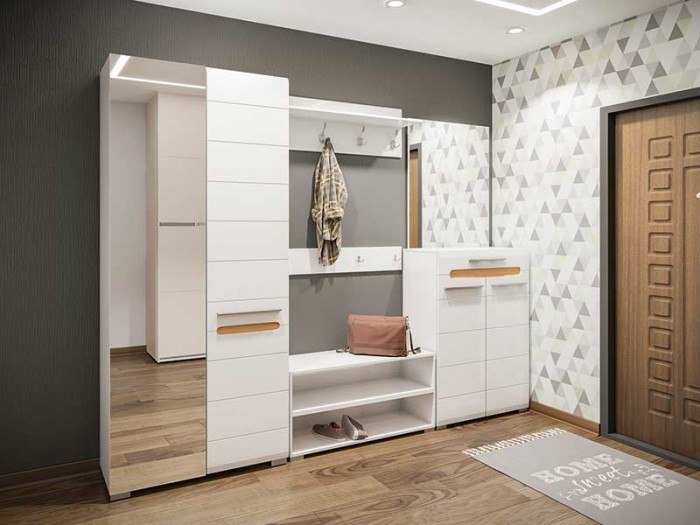 Модулно портманто БИАНКО (дъб сонома/бял гланц)